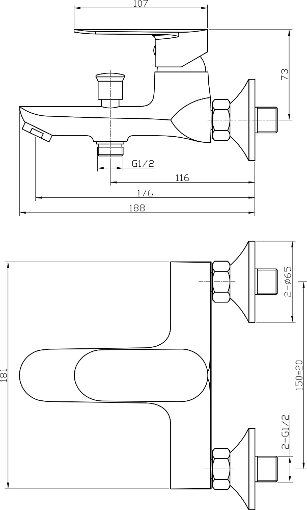 Смеситель Agger Splendid A0910000 для ванны с душем