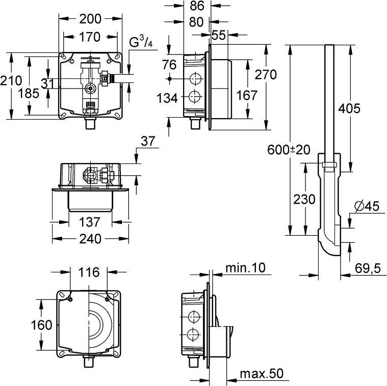 Смывное устройство для унитаза Grohe Rondo 37157000