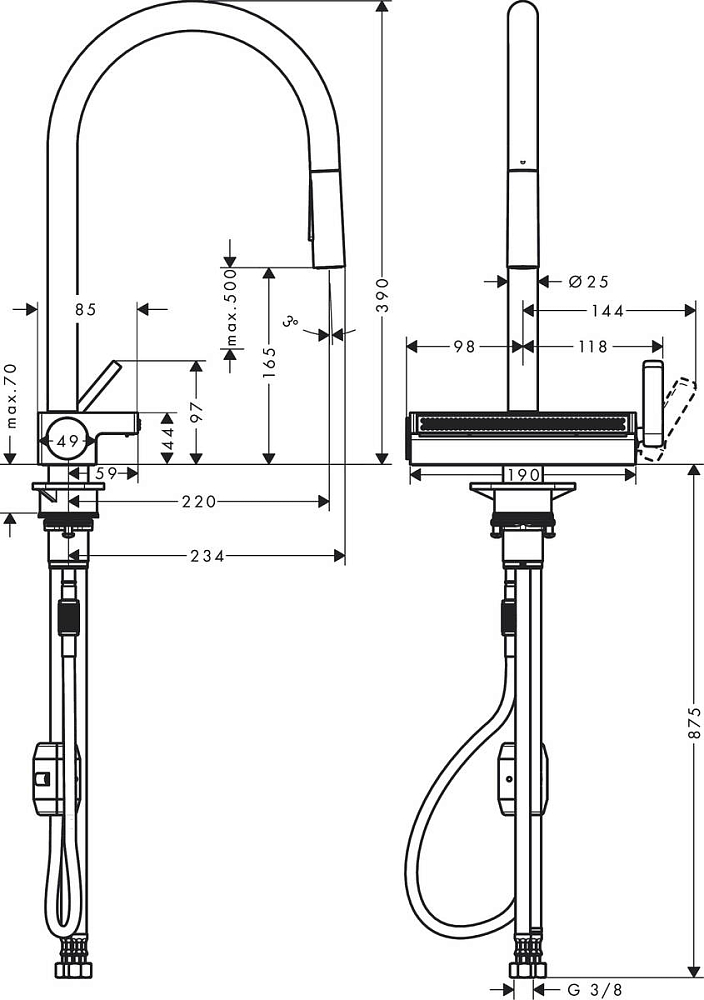 Смеситель для кухни Hansgrohe Aquno Select M81 73837000, хром