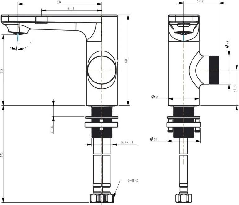 Смеситель для раковины Berges Wasserhaus Morans 076002, черный матовый