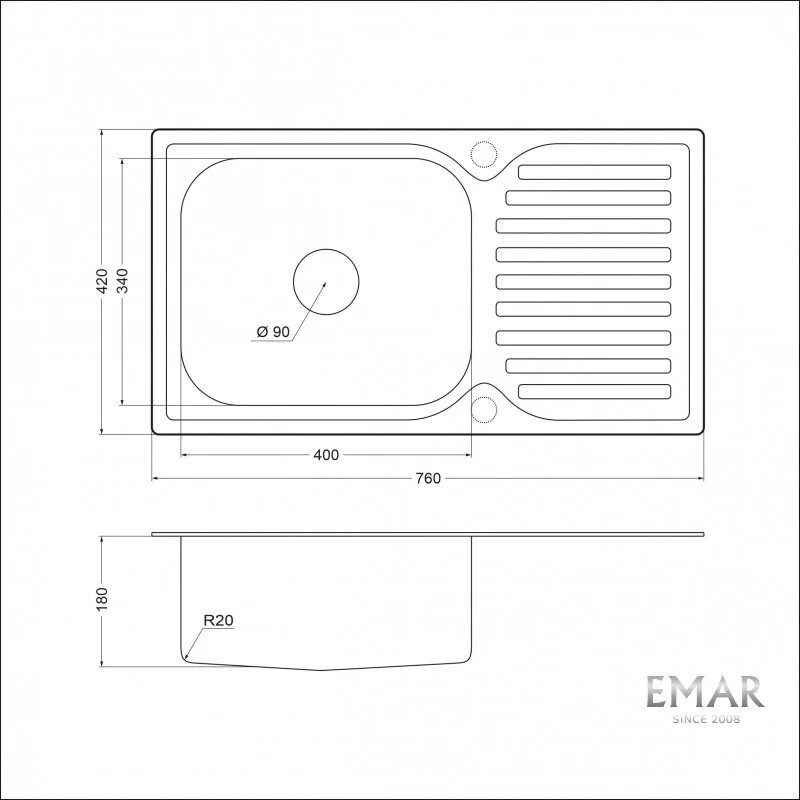 Кухонная мойка Emar Steel 302A серый