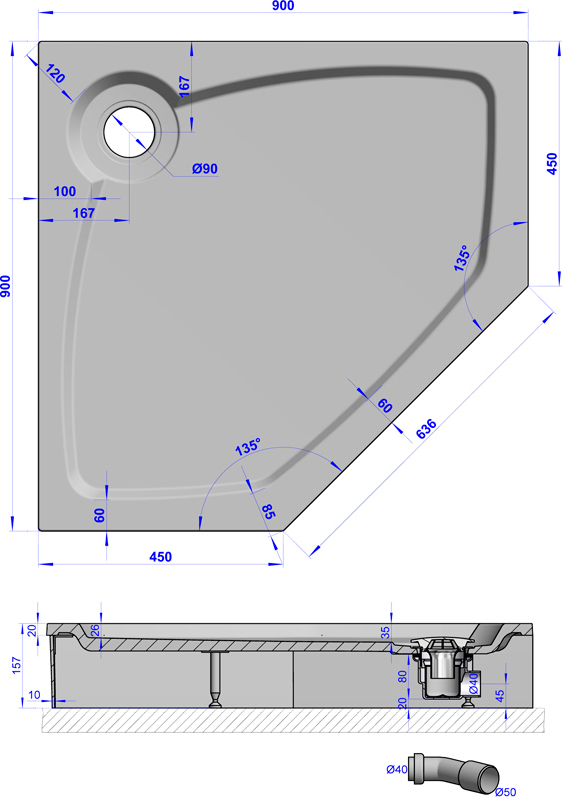 Поддон для душа GuteWetter Deluxe 90x90x16 P терракот