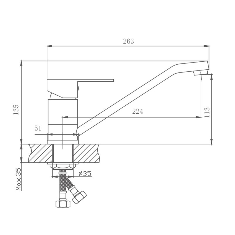 Смеситель для кухни Haiba HB42802 сталь