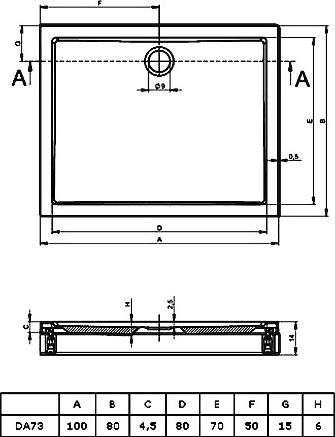 Поддон для душа Riho 273 с панелью и ножками 100x80 см D002013005