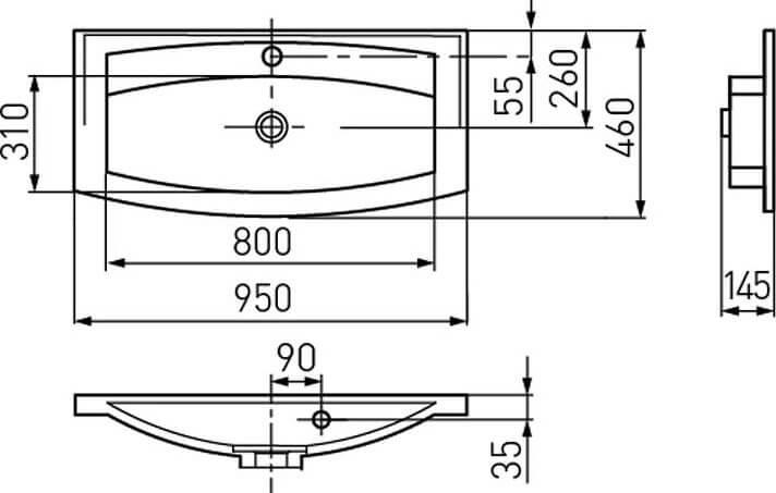 Раковина Aquaton Милан 95 1A704331ML010