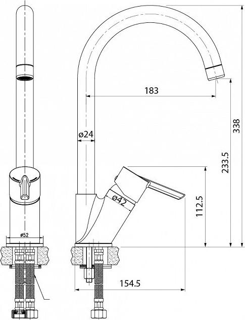 Комплект кухонная мойка Iddis Reeva REE71SRi77 хром + смеситель Iddis Kitchen Line K11SB0JI05