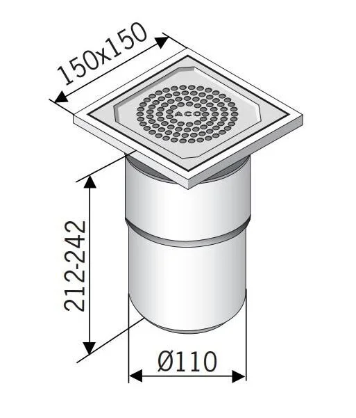 Сливной трап ACO 97200 EG 150 прямой подвод