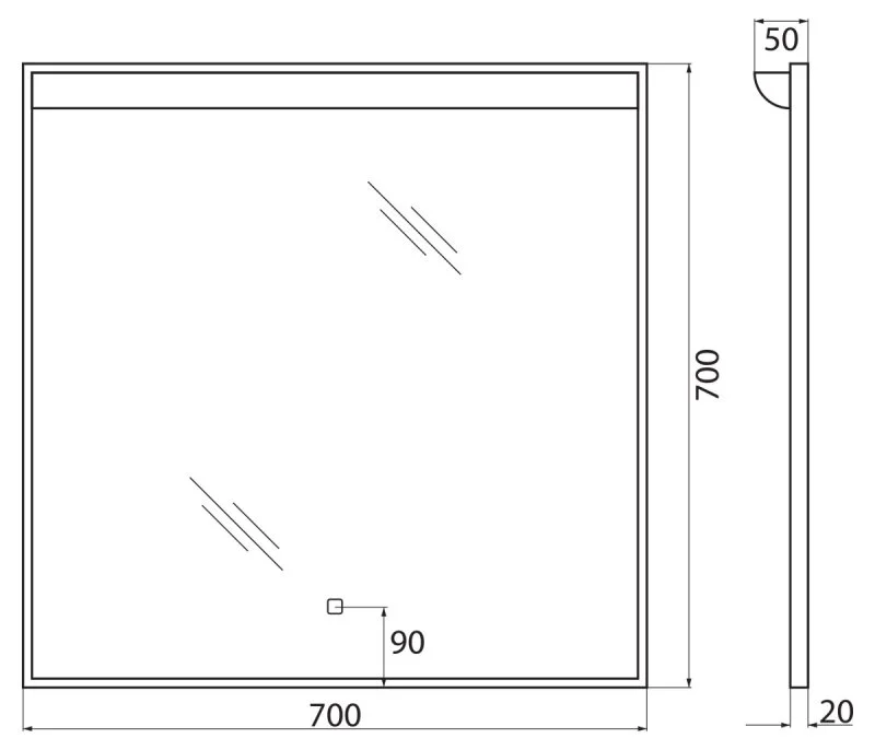 Зеркало BelBagno Uno SPC-UNO-700-700-TCH белый