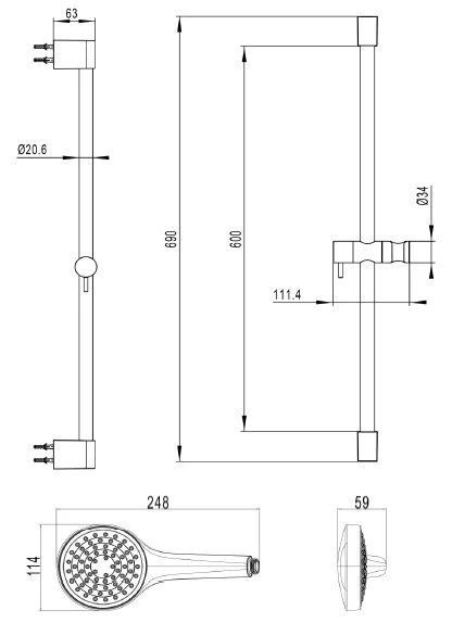 Ручной душ Villeroy&Boch Embrace Plus TVS1086000161, хром