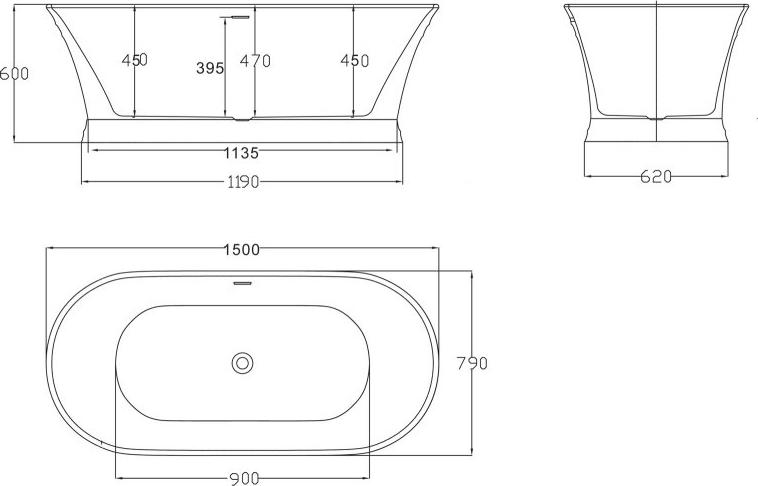 Акриловая ванна BelBagno 150х79 BB402-1500-790