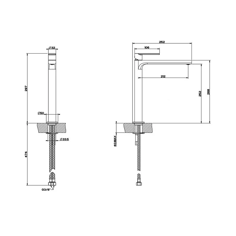 Смеситель для раковины Gessi Via Manzoni 38609/299 черный