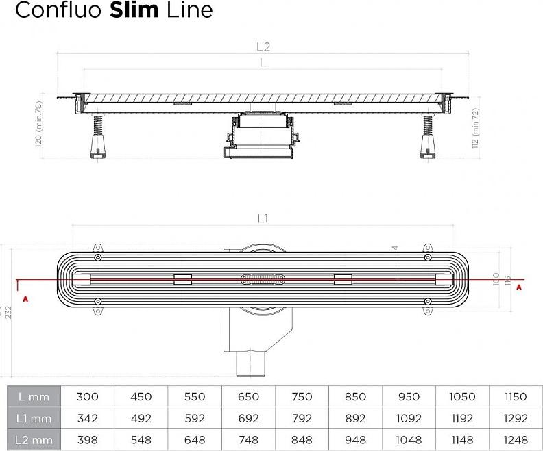 Душевой лоток Pestan Confluo Slim Line 650+ 13100027, хром матовый