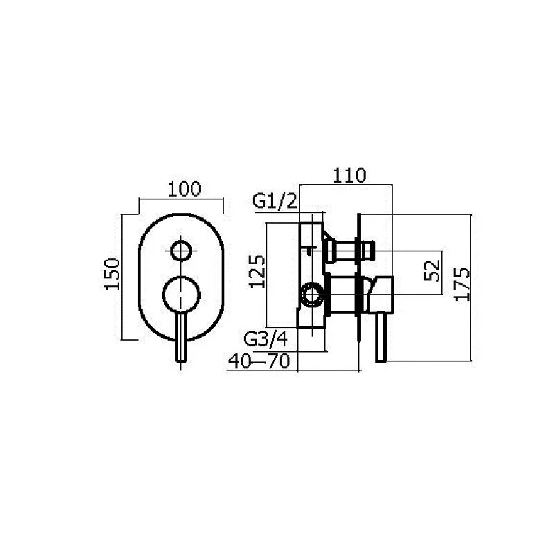 Смеситель для ванны с душем Plumberia Selection Ixo XO1001NO черный