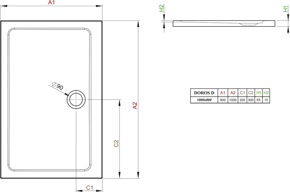 Поддон для душа Radaway Doros D80x100