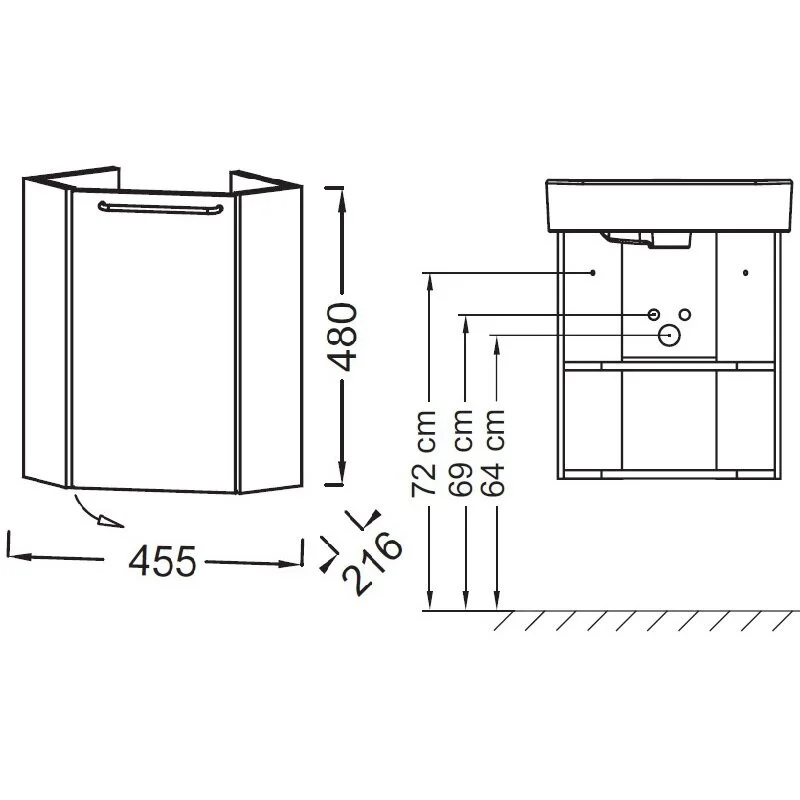 Тумба под раковину Jacob Delafon Odeon Rive Gauche EB2584G-RX-N18 белый