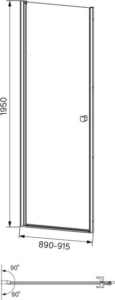 Душевая дверь в нишу 90x195 см Iddis Ray RAY6CP9i69, стекло прозрачное