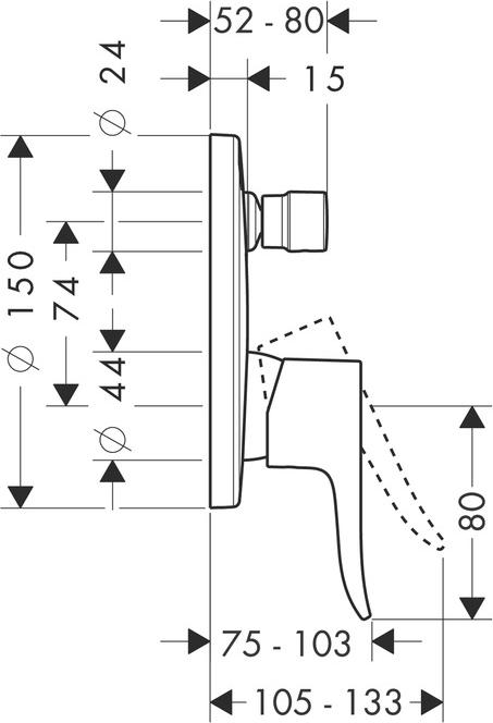 Смеситель для ванны Hansgrohe Metris 31487000, хром