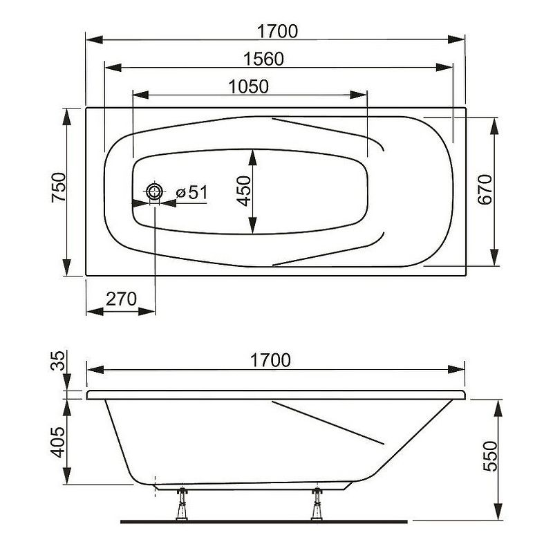 Акриловая ванна Vagnerplast Cavallo 180x80 VPBA180CAV2X-04 без гидромассажа