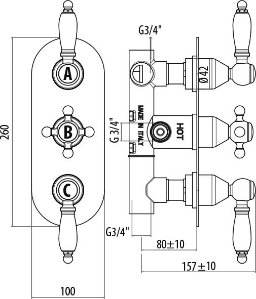 Смеситель для душа Gattoni Termostatici TS994/12С0cr, хром