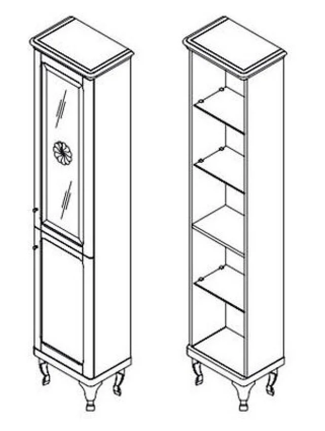 Шкаф-пенал Caprigo Imperio 11650R-L810-pat-serebro серый