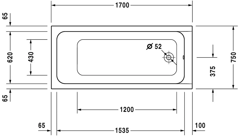 Акриловая ванна Duravit D-Code 170х75 700100000000000 белый