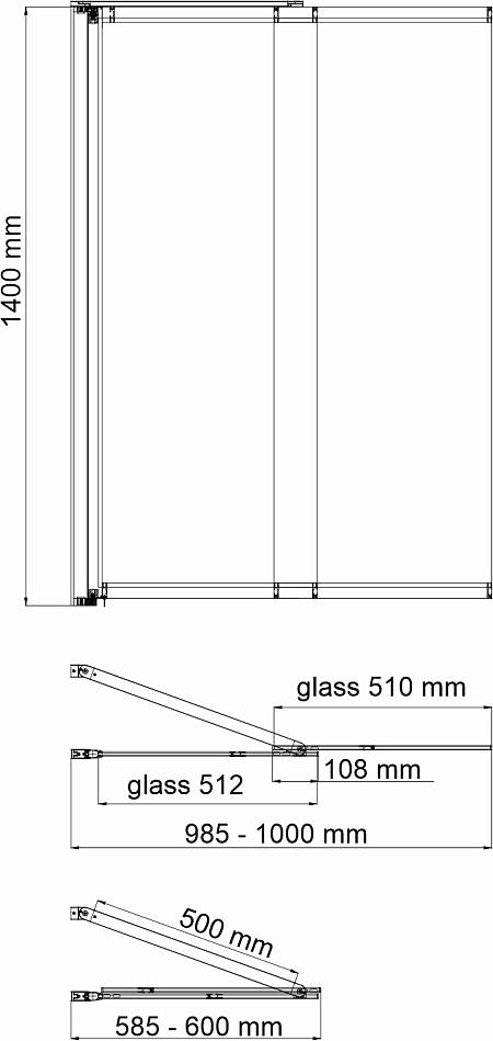 Шторка для ванной Wasserkraft Main 100 41S02-100 Fixed, профиль хром, стекло прозрачное