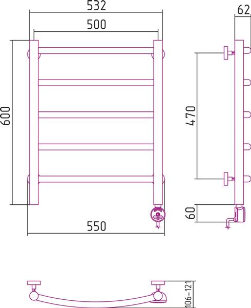 Полотенцесушитель электрический Сунержа Галант 60x50 R