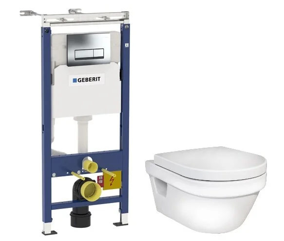 Инсталляция Geberit с безободковым унитазом Gustavsberg Hygienic Flush 5G84HR01, сиденье микролифт, комплект