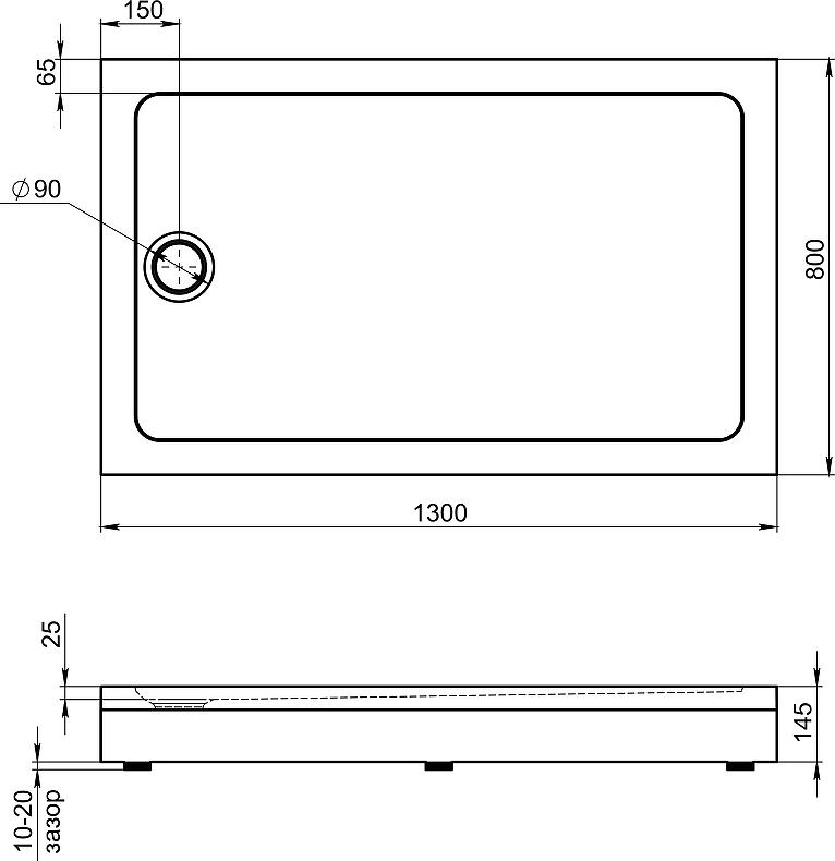 Душевой поддон Bas Олимпик 130x80 ПН00058, белый