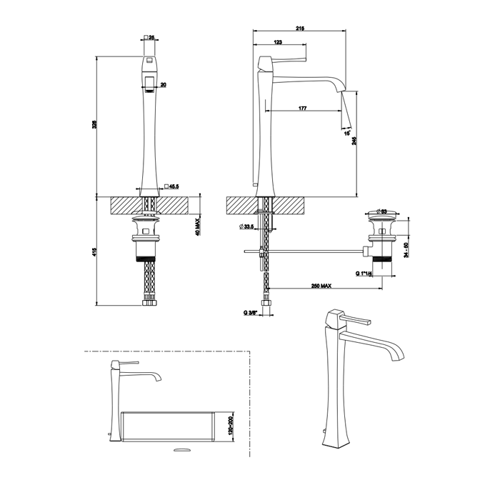 Смеситель для раковины Gessi Mimi 11987#149, finox