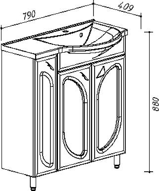 Тумба с раковиной Belux Лира 80 R