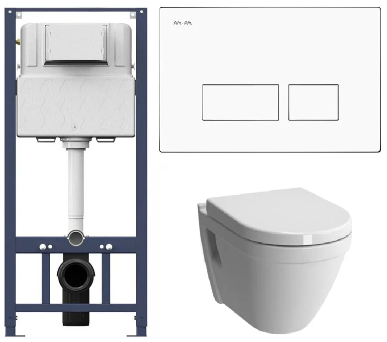 Инсталляция Am.Pm с унитазом Vitra S50 5318B003-0075, сиденье микролифт клавиша белая, комплект