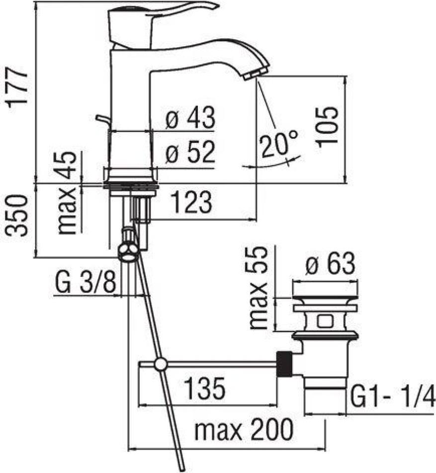 Смеситель для раковины Nobili Sofi SIB98118/2CR, хром