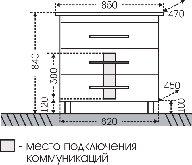 Тумба с раковиной СанТа Вегас 85 напольная