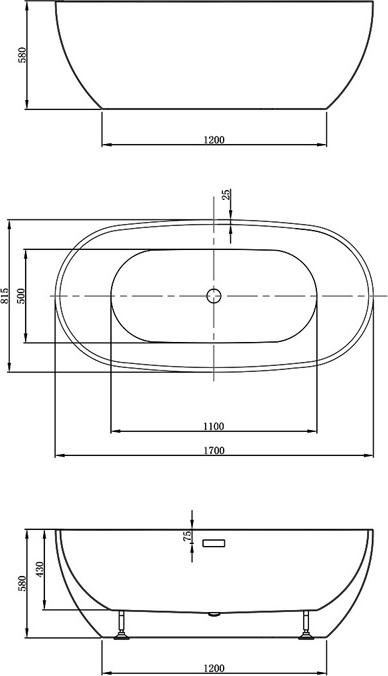 Акриловая ванна Vincea VBT-408-1700, белый