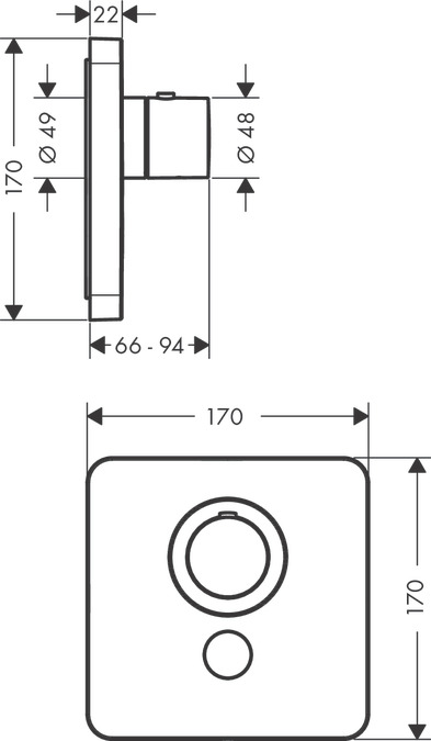 Термостат для душа Axor ShowerSelect 36706340, чёрный хром