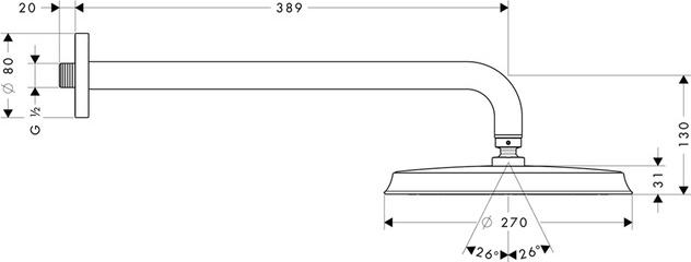 Верхний душ Hansgrohe Raindance Classic 27424090, хром золото