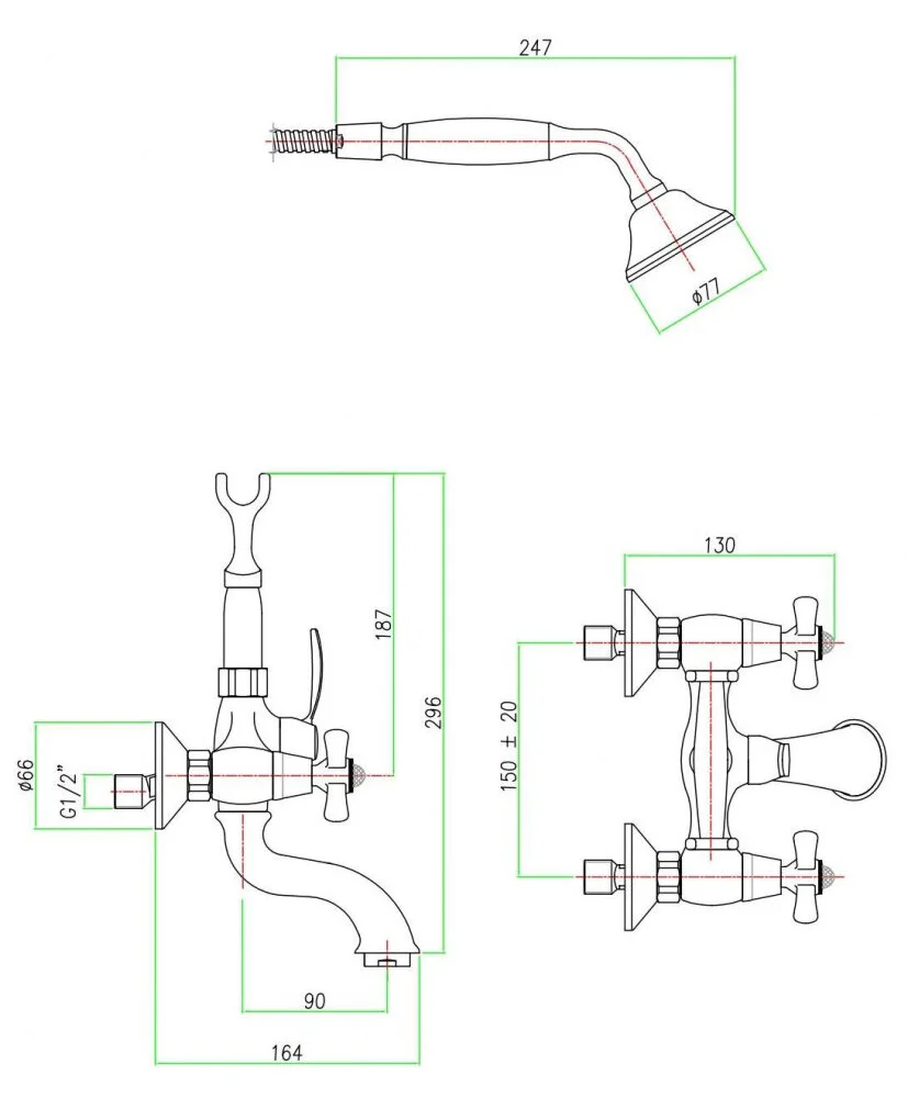 Смеситель для ванны с душем Fiore Margot 01CR0600 хром