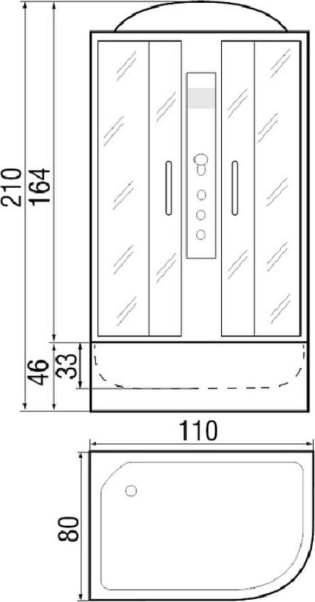 Душевая кабина 110*80*210см River Dunay 110/80/46 MT L