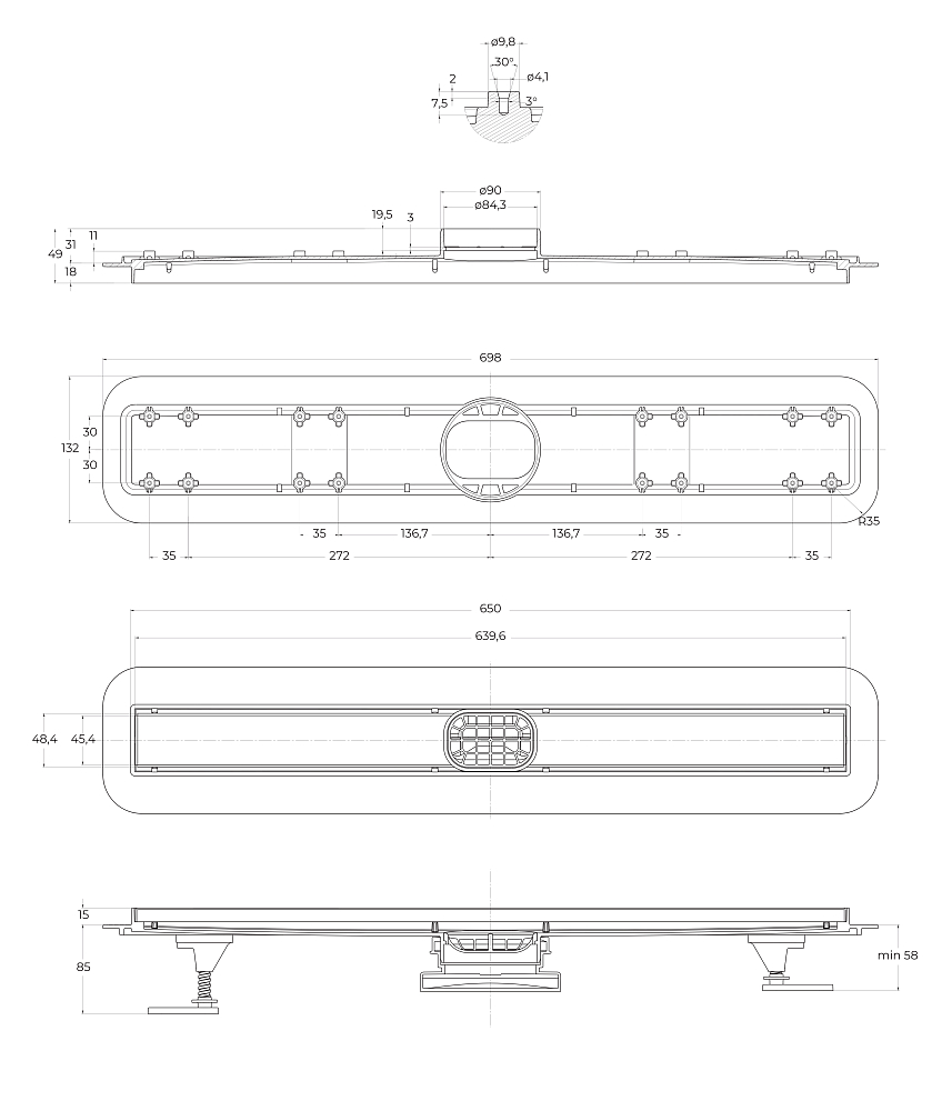 Душевой лоток BelBagno Luce BB-LD-LUCE-70-BIANCO хром