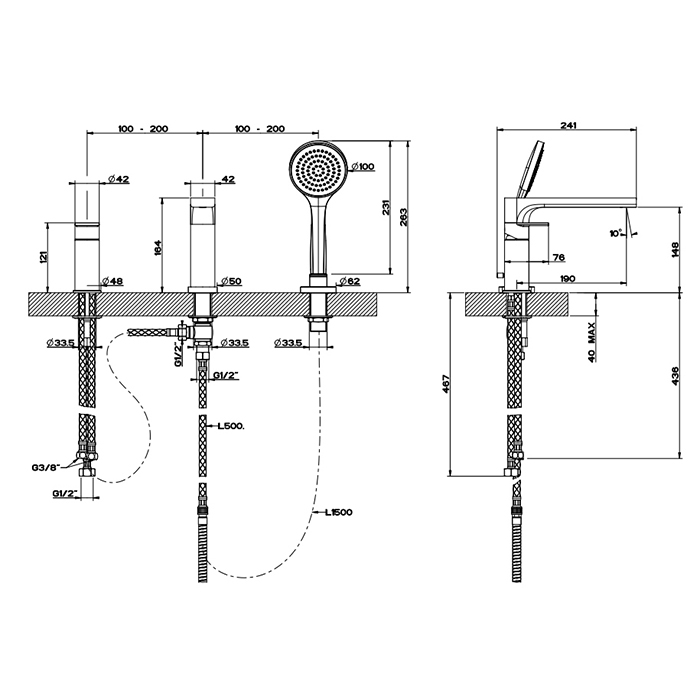 Смеситель для ванны Gessi Emporio Via manzoni 38634#149 никель