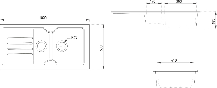 Комплект Мойка кухонная Domaci Сиена 54100-112 антрацит + Смеситель STWORKI HWX5015-P01BK