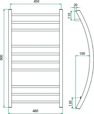 Полотенцесушитель водяной Grota Primo 48x90