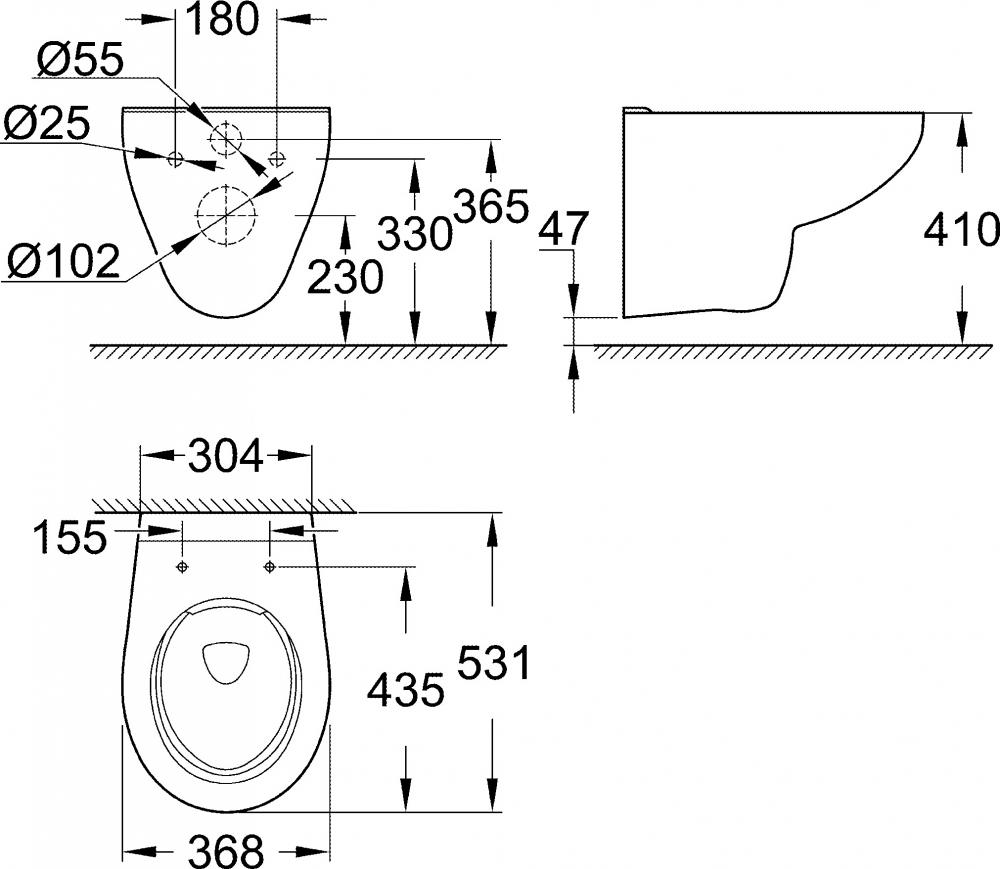 Подвесной унитаз Grohe Bau Ceramic 39427000 безободковый