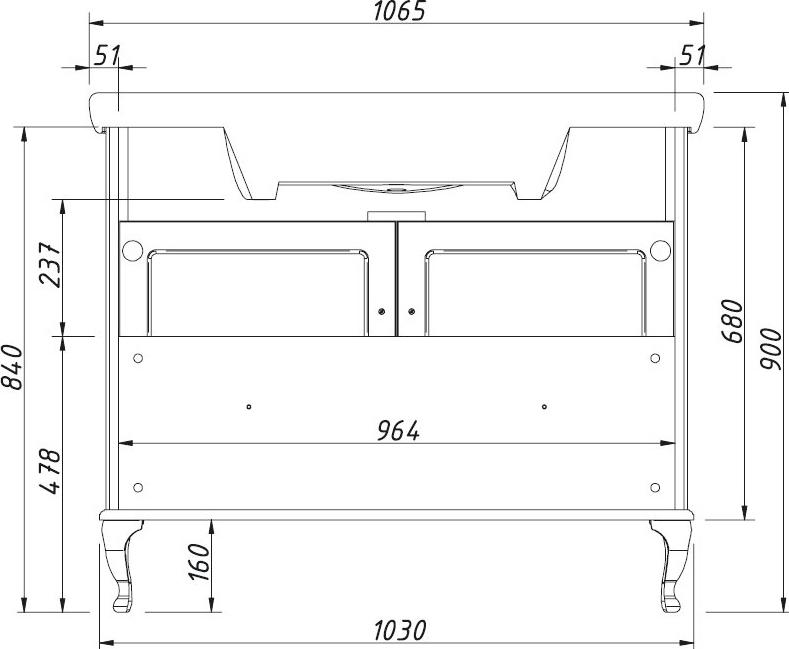 Тумба для комплекта Caprigo Palermo 105 bianco-grigio