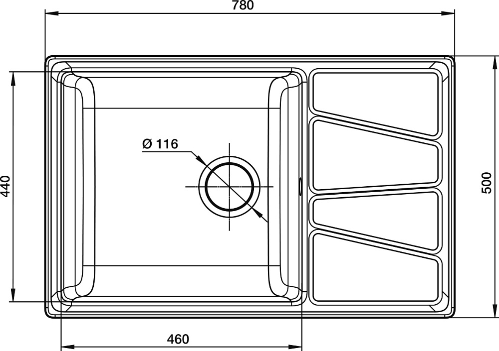 Кухонная мойка GranFest VERTEX GF-V-780L топаз