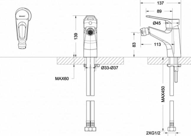 СМЕСИТЕЛЬ BRAVAT ECO-D F393158C ДЛЯ БИДЕ