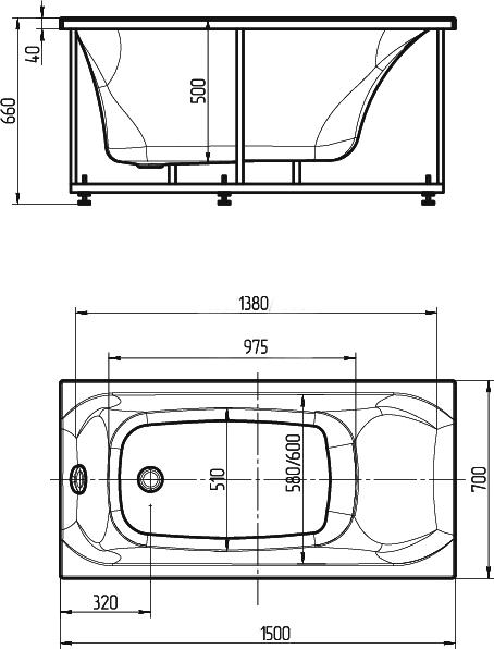 Акриловая ванна Aquatek Альфа 150x70 см ALF150-0000023, белый