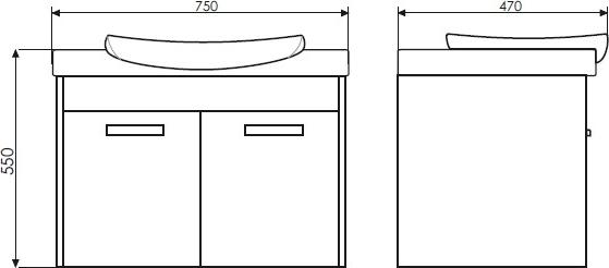 Тумба с раковиной Comforty Киото 75 П 00003123807, белый глянец/сосна лоредо