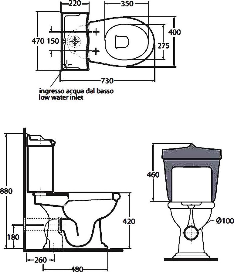 Унитаз-компакт Azzurra Jubilaeum JUB100B1/MBP с бачком JUB400B1/MBL